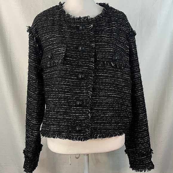 Express Black Tweed Cropped Blazer- NWT - Picture 3 of 16
